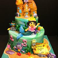 Dora mermaid birthday cake