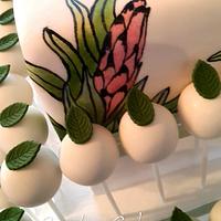 Hand painted Protea flower cake and cake pops