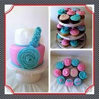Mini Wedding cake & cupcakes