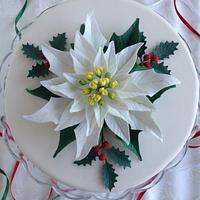 White Poinsettia cake