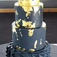 Oxford Blue and Gold Wedding Cake