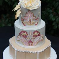 Leaf Motif Wedding Cake