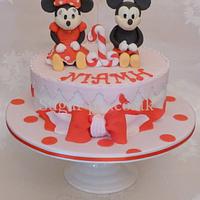Minnie & Mickey 1st birthday cake