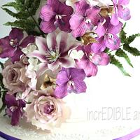 Sweet Crescendo- Purple cascade Wedding cake