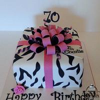 Pink Zebra Gift Box Cake