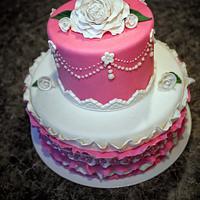 Pink and White Rose Cake