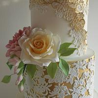 Vintage and modern wedding cake