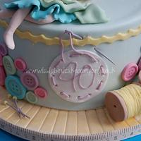 Sewing themed fortieth birthday cake