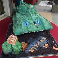 Military tank cake