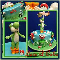 Super Mario's Yoshi - themed Birthday Cake