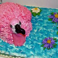 Buttercream Pink Flamingo cake