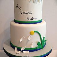 "He loves me" wedding cake 