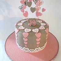 Taupe and Pink Hearts