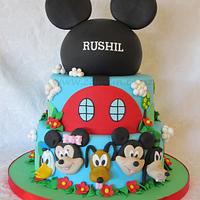 Disney themed first birthday cake.