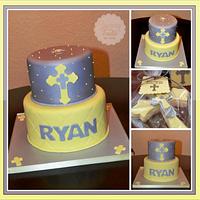Yellow and Silver Baptism Cake!