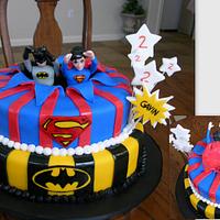 Superman & Batman Birthday Cake