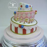 3 tier topsy turvy circus cake