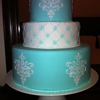 Tiffany blue engagement cake