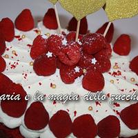 Rasberries Red velvet cake