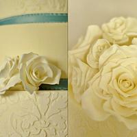 Ivory Stencilled Wedding Cake
