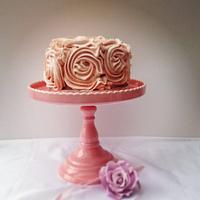 Pink buttercream rose swirl cake
