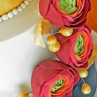 Elegant cake with ranunculus