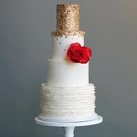 Gold Confetti Wedding Cake