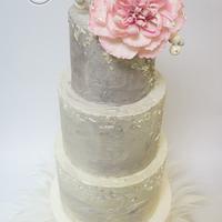 Gray rustic buttercream wedding cake