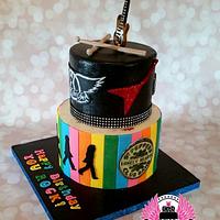 Guitar/Beatles/Aerosmith Birthday Cake
