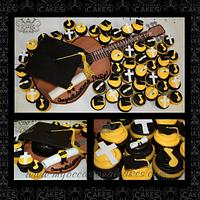 Grad Cap Cake & Cupcakes w/Guitar