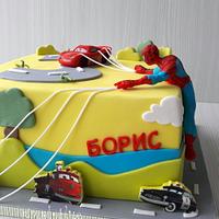 McQueen and Spiderman cake