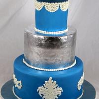 blue and silver cake