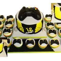 xbox themed cake and cupcakes
