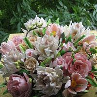 arrangement with sugar flowers