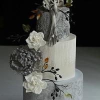 Gray Floral Cake Gray Floral Cake