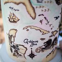 Vintage Nautical Map Wedding Cake--Cake Central Cover