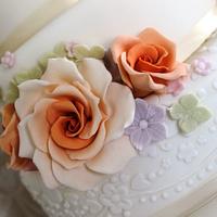 pastel flower and bunting cake
