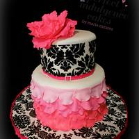 Pretty in Pink: My First Damask and Ombre Petal Cake