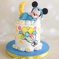 Hand painted Mickey Mouse Cake 