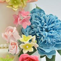 Wedding Cake with flowers sugar paste