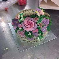 Mothers day, basket of flowers cake