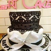 Black edible lace cake