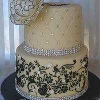 Elegant white and black cake 