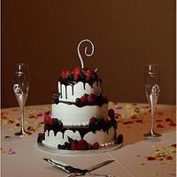 Fruit and chocolate wedding cake