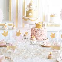 Pink & Gold Princess Carriage 1st birthday cake