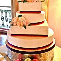 Sugar Peonies and Roses five tier wedding cake