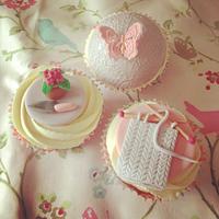 Vintage knitting, baking, gardening cupcakes
