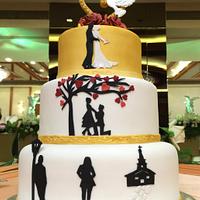 Twosome Silhouette Wedding Cake