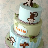 Monkey christening cake