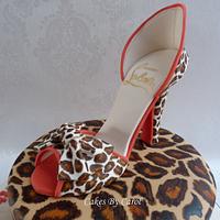 Leopard print high heel shoe Cake